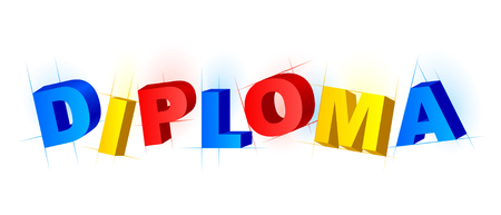 "Diploma" word. Colorful cartoon 3d letteringのイラスト素材