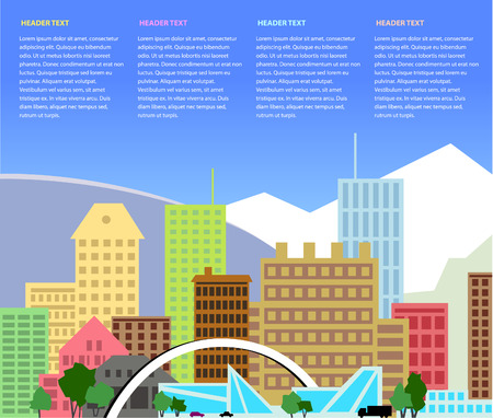 Journal spread design template. Simple architecture elements with text and image areas on.のイラスト素材