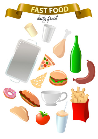 Food icons collection. Useful for food subject layout, menu design ect.のイラスト素材