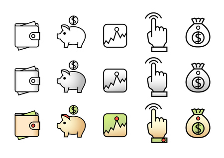 Finance icon collection for mobile applications design layout. Simple graphic and colorful drawingのイラスト素材