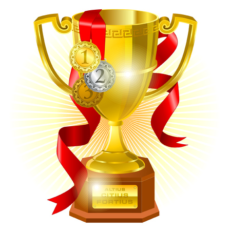 Sport competition award composition. Gold cup wrappedのイラスト素材