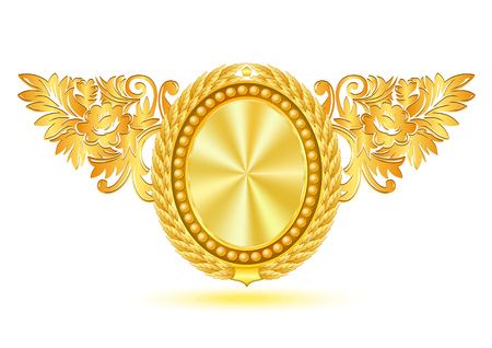 Gold plated luxury label. Vintage gold effect.のイラスト素材