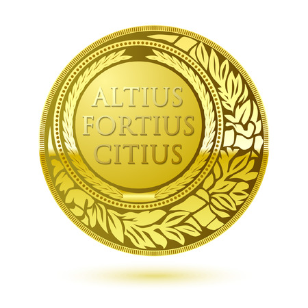 Sport award medal template with floral element and textblock in the center.のイラスト素材