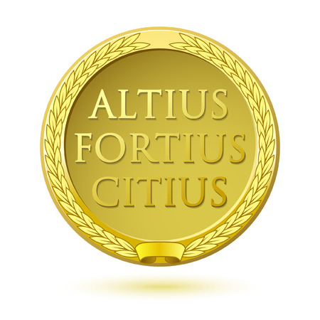 Sport award medal template with floral element and textblock in the center.のイラスト素材