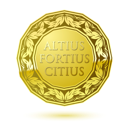 Sport award medal template with floral element and textblock in the center.のイラスト素材