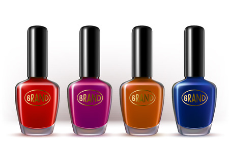 Cosmetics objects collection. Nail polih and lipstick comtainer.のイラスト素材