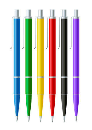 Colorful pens collection isolated on white.のイラスト素材