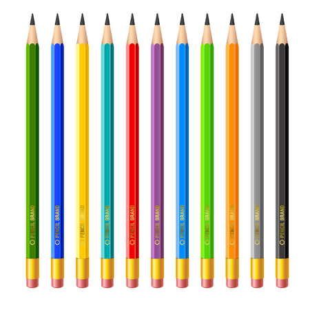 Colorful pencils collection isolated on white.のイラスト素材