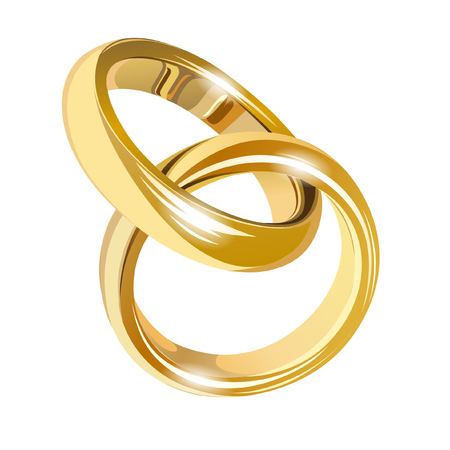 Wedding gold rings isolated on whiteのイラスト素材