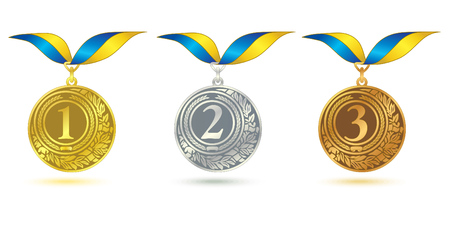 Medal design of sport achievement. Two colored ribbon fragment aboveのイラスト素材