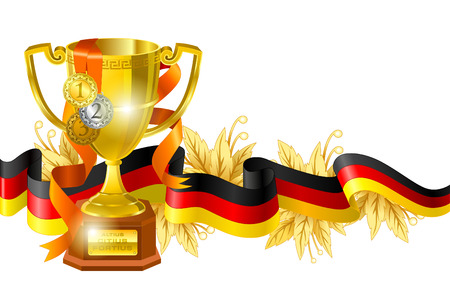 Sport competition award composition. Gold cup wrappedのイラスト素材