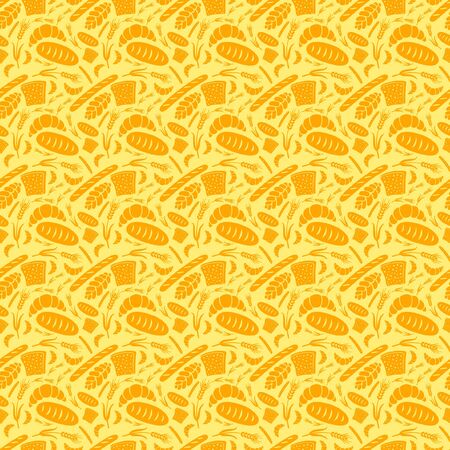 bakery elements on yellow backgroundのイラスト素材