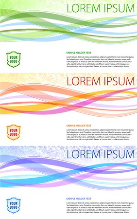 Colorful background set. Simple wave shapes and text area.のイラスト素材