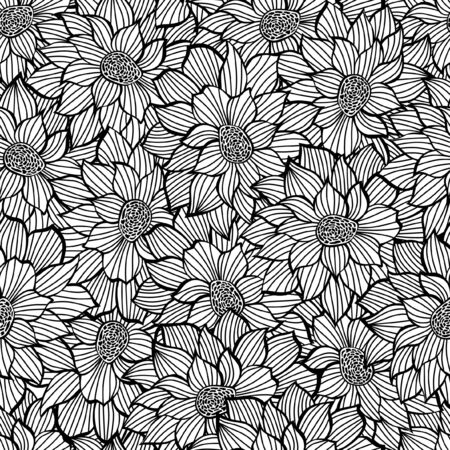 Floristic seamless pattern. High detailed texture or black and white colorのイラスト素材