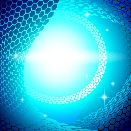 Blue background of technological subject. Glow effect in the composition centerのイラスト素材