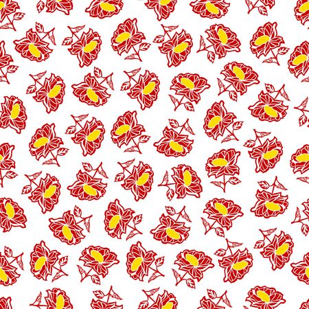 seamless pattern: decorative flower elementのイラスト素材