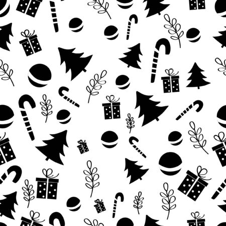 Funny design seamless pattern. Black and whiteのイラスト素材