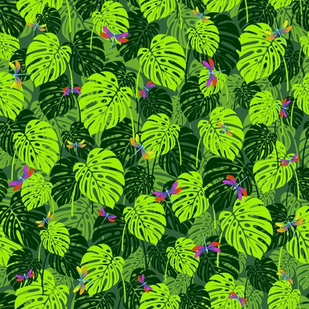 Tropical Monstera leaves.のイラスト素材
