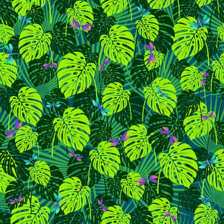 Tropical Monstera leaves.のイラスト素材