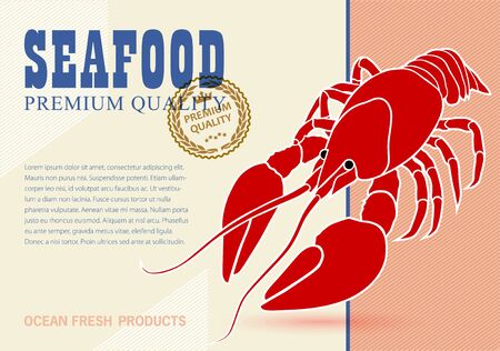 Seafood print advertising template. POS design for markets or restaurants.のイラスト素材