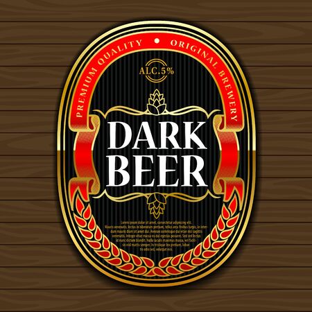 Beer label design on the wooden background. This design item is for glass (bottles) container.のイラスト素材