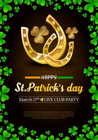 St. Patrick's day advertising print banner. Template for poster, card, desktop design. Printable composition with holiday attributes.のイラスト素材
