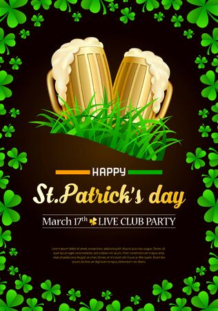 St. Patrick's day advertising print banner. Template for poster, card, desktop design. Printable composition with holiday attributes.のイラスト素材