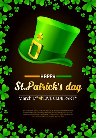 St. Patrick's day advertising print banner. Template for poster, card, desktop design. Printable composition with holiday attributes.のイラスト素材