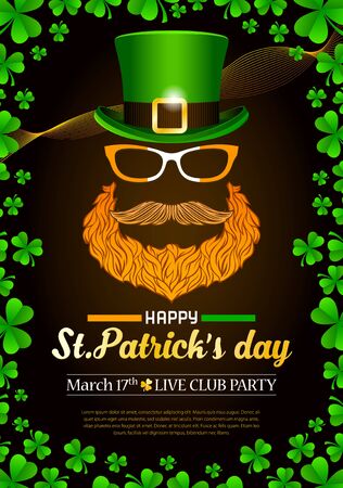 St. Patrick's day advertising print banner. Template for poster, card, desktop design. Printable composition with holiday attributes.のイラスト素材