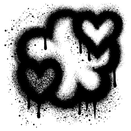 Graffiti Heart icon Sprayed with spray paint with cloud isolated on white backgroundのイラスト素材