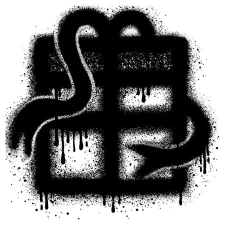 birthday gifts in urban graffiti style with black spray paint. vector illustration.のイラスト素材