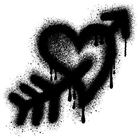 Graffiti Style Heart And Arrow isolated on White background.のイラスト素材