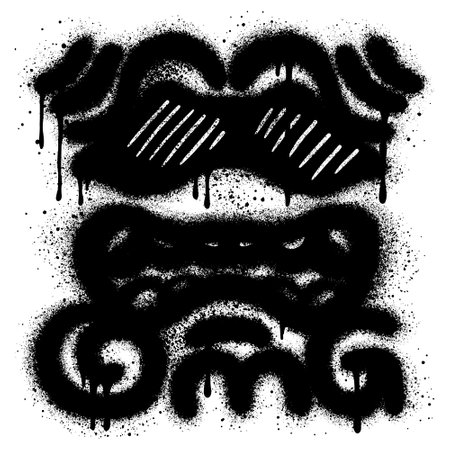 Spray Paint Graffiti Face wearing glasses isolated on white background with OMG text. vector illustration.のイラスト素材