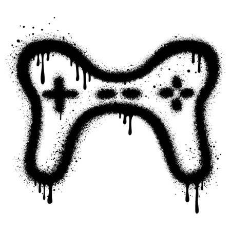 Spray Painted Graffiti joystick Sprayed isolated with a white background.