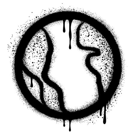 Spray Painted Graffiti globe world map icon Sprayed isolated with a white background.eps 10.のイラスト素材