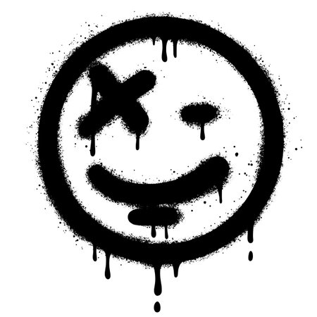 Graffiti Spray Paint Sick Face Emoticon Isolated on white background.のイラスト素材