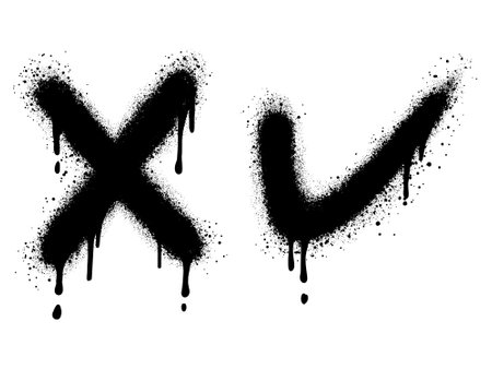 Spray Painted Graffiti Check marks Sprayed isolated with a white background.Vector illustration.のイラスト素材