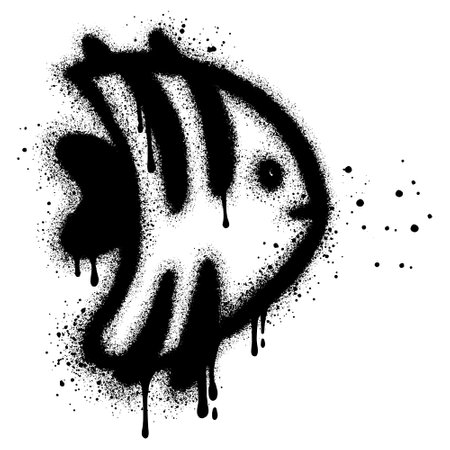 fish graffiti with black spray paint.のイラスト素材