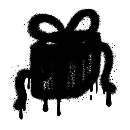 Spray Painted Graffiti Gift box icon Sprayed isolated with a white background.のイラスト素材