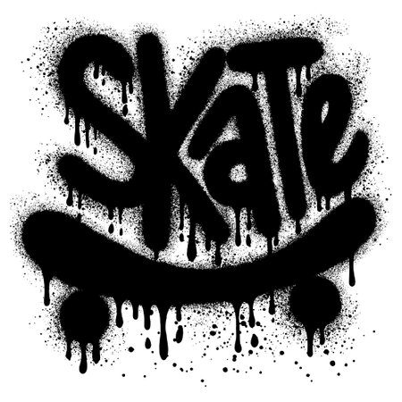 Skateboard graffiti for t-shirt design with skate text Street art style.のイラスト素材