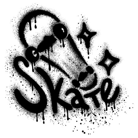 Skateboard graffiti for t-shirt design with skate text Street art style.のイラスト素材