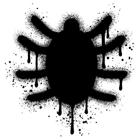 Spider graffiti with black spray paint.のイラスト素材