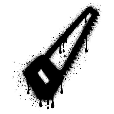 chainsaw graffiti with black spray paint.のイラスト素材