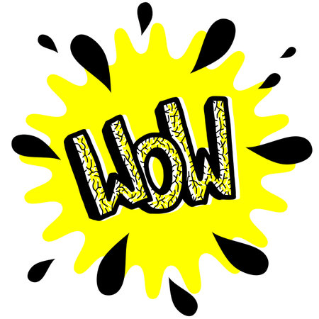 Comic lettering wow. Vector cartoon illustration in retro pop art style. Comic text sound effects.のイラスト素材