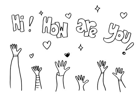 Applause hand draw on white background with hi,how are you text.vector illustration.のイラスト素材