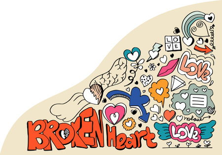 Set of love. Hand drawing. Doodle style. for your design.のイラスト素材