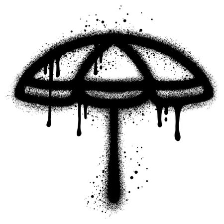 Spray Painted Graffiti umbrella icon Sprayed isolated with a white background.eps 10.のイラスト素材