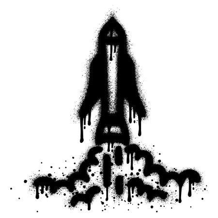 Spray Painted Graffiti rocket ship isolated with a white background. EPS 10.のイラスト素材