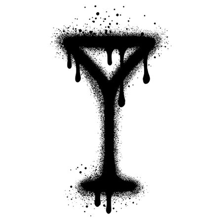 cocktail glass graffiti with black spray paint. vector illustration.のイラスト素材
