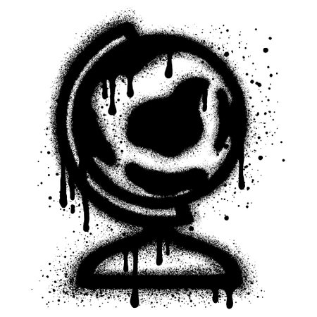 Spray Painted Graffiti globe world map icon Sprayed isolated with a white background.eps 10.のイラスト素材